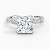 Rose Thorn Diamond Engagement Ring with a Princess cut diamond in white gold — top view