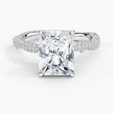 Rose Thorn Diamond Engagement Ring with a Radiant cut diamond in white gold — top view