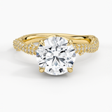 Rose Thorn Diamond Engagement Ring with a Round cut diamond in yellow gold — top view