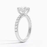 Olympia Half Coverage Diamond Engagement Ring with a Round cut diamond in white gold — side view