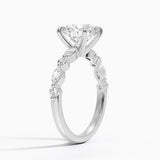 Versailles Half-Coverage Diamond Engagement Ring with a Round cut diamond in white gold — side view