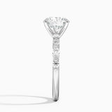 Versailles Half-Coverage Diamond Engagement Ring with a Round cut diamond in white gold — profile view