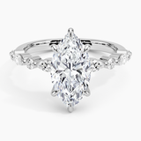 Versailles Half-Coverage Diamond Engagement Ring with a Marquise cut diamond in white gold — top view