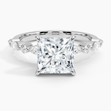 Versailles Half-Coverage Diamond Engagement Ring with a Princess cut diamond in white gold — top view