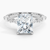 Versailles Half-Coverage Diamond Engagement Ring with a Radiant cut diamond in white gold — top view
