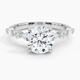 Versailles Half-Coverage Diamond Engagement Ring with a Round cut diamond in white gold — top view
