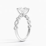 Versailles Bezel Diamond Engagement Ring with a Round cut diamond in white gold — side view