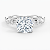 Versailles Bezel Diamond Engagement Ring with a Cushion cut diamond in white gold — top view