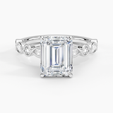 Versailles Bezel Diamond Engagement Ring with a Emerald cut diamond in white gold — top view