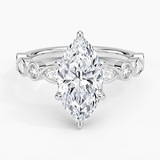 Versailles Bezel Diamond Engagement Ring with a Marquise cut diamond in white gold — top view