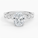 Versailles Bezel Diamond Engagement Ring with a Oval cut diamond in white gold — top view