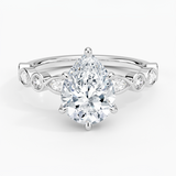 Versailles Bezel Diamond Engagement Ring with a Pear cut diamond in white gold — top view