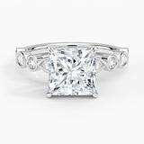 Versailles Bezel Diamond Engagement Ring with a Princess cut diamond in white gold — top view