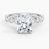Versailles Bezel Diamond Engagement Ring with a Radiant cut diamond in white gold — top view