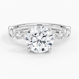 Versailles Bezel Diamond Engagement Ring with a Round cut diamond in white gold — top view
