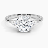 Petite Opera Three Stone Diamond Engagement Ring with a Round cut diamond in white gold — top view