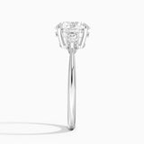 Adorned Petite Opera Three Stone Diamond Engagement Ring with a Round cut diamond in white gold — profile view