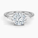 Adorned Petite Opera Three Stone Diamond Engagement Ring with a Cushion cut diamond in white gold — top view