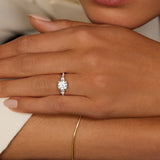 Adorned Petite Opera Three Stone Diamond Engagement Ring in white gold