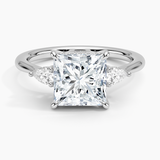 Adorned Petite Opera Three Stone Diamond Engagement Ring with a Princess cut diamond in white gold — top view