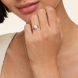 Arden Diamond Engagement Ring with Lab Emerald Accents in white gold