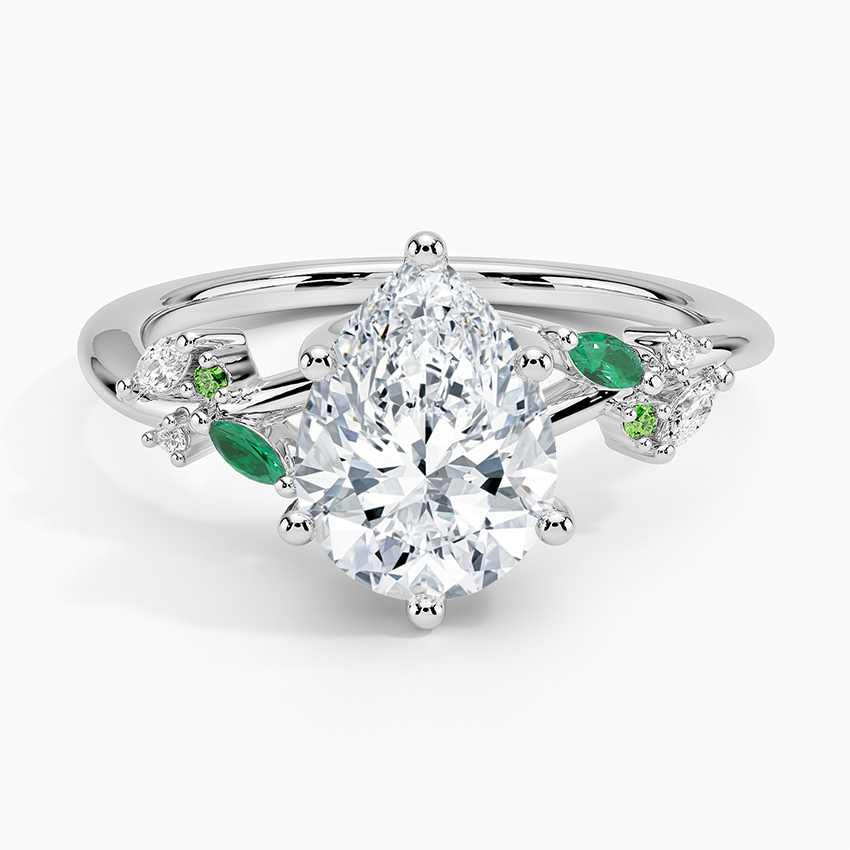 Arden Diamond Engagement Ring with Lab Emerald Accents