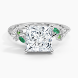 Arden Diamond Engagement Ring with Lab Emerald Accents with a Princess cut diamond in white gold — top view
