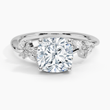 Arden Diamond Engagement Ring with a Cushion cut diamond in white gold — top view