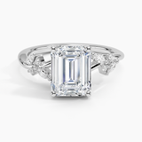 Arden Diamond Engagement Ring with a Emerald cut diamond in white gold — top view