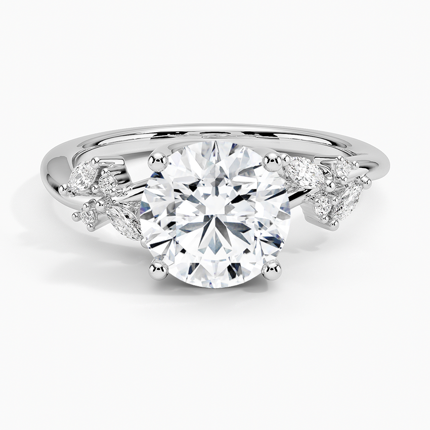 Arden Diamond Engagement Ring with a Round cut diamond in white gold — top view
