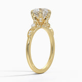 Rochelle Diamond Engagement Ring with a Round cut diamond in yellow gold — side view