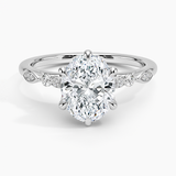 Rochelle Diamond Engagement Ring with a Oval cut diamond in white gold — top view