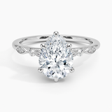 Rochelle Diamond Engagement Ring with a Pear cut diamond in white gold — top view