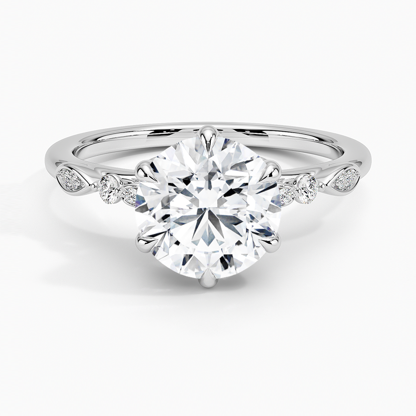 Rochelle Diamond Engagement Ring with a Round cut diamond in white gold — top view