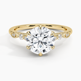 Rochelle Diamond Engagement Ring with a Round cut diamond in yellow gold — top view