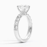 Ellora Half Coverage Diamond Engagement Ring with a Round cut diamond in white gold — side view