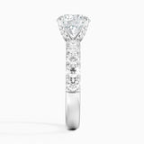 Ellora Half Coverage Diamond Engagement Ring with a Round cut diamond in white gold — profile view