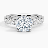 Ellora Half Coverage Diamond Engagement Ring with a Cushion cut diamond in white gold — top view