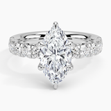 Ellora Half Coverage Diamond Engagement Ring with a Marquise cut diamond in white gold — top view