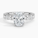 Ellora Half Coverage Diamond Engagement Ring with a Oval cut diamond in white gold — top view