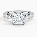 Ellora Half Coverage Diamond Engagement Ring with a Princess cut diamond in white gold — top view