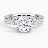 Ellora Half Coverage Diamond Engagement Ring with a Round cut diamond in white gold — top view