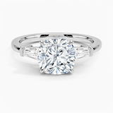 Symphony Three Stone Diamond Engagement Ring with a Cushion cut diamond in white gold — top view