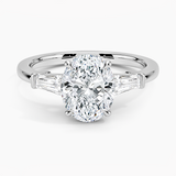 Symphony Three Stone Diamond Engagement Ring with a Oval cut diamond in white gold — top view
