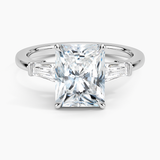 Symphony Three Stone Diamond Engagement Ring with a Radiant cut diamond in white gold — top view