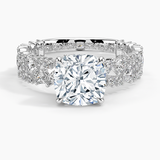 Glacé Diamond Engagement Ring with a Cushion cut diamond in white gold — top view