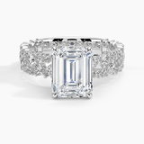 Glacé Diamond Engagement Ring with a Emerald cut diamond in white gold — top view
