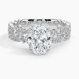 Glacé Diamond Engagement Ring with a Oval cut diamond in white gold — top view