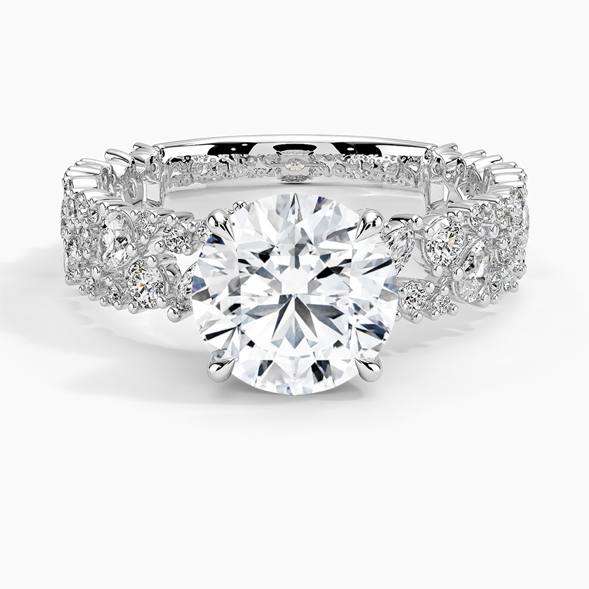 Glacé Diamond Engagement Ring with a Round cut diamond in white gold — top view