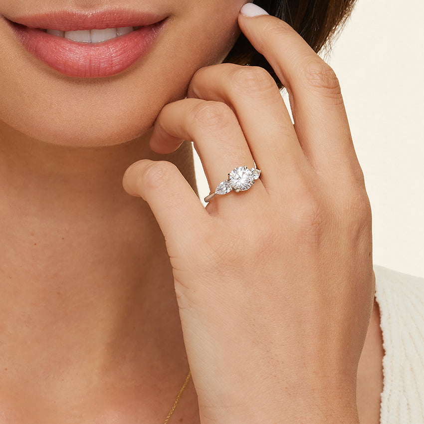 Luxe Opera Three Stone Diamond Engagement Ring